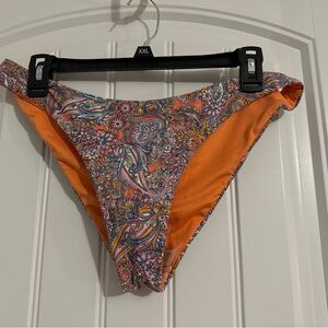 Cute Full Tilt size XL orange paisley floral print reversible bikini bottoms new